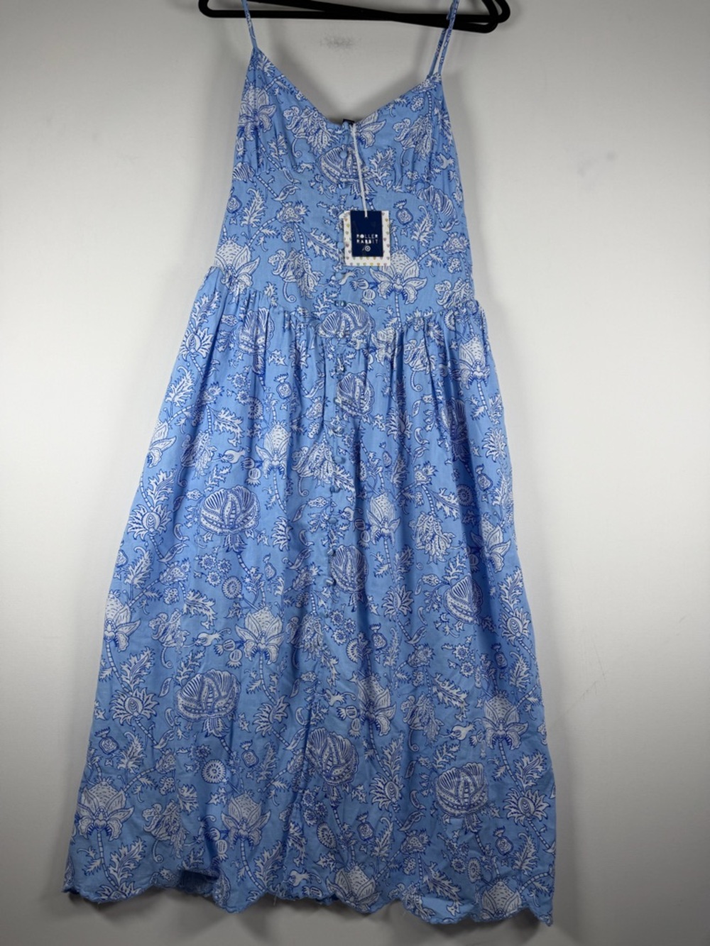 Roller Rabbit Women's Floral Vines Drop Waist Midi A-Line Dress - Blue - M - Picture 8 of 14